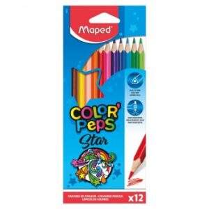 12 CRAYONS COULEUR COLOR PEPS' STAR "MAPED"